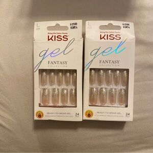 Kiss Nails Gel Fantasy Press or Glue Manicure LONG Silver Glitter Sparkle